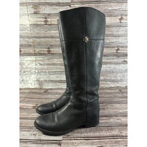 Tory Burch Jolie Riding Tumbled Leather Boots Size 7.5 M color Black